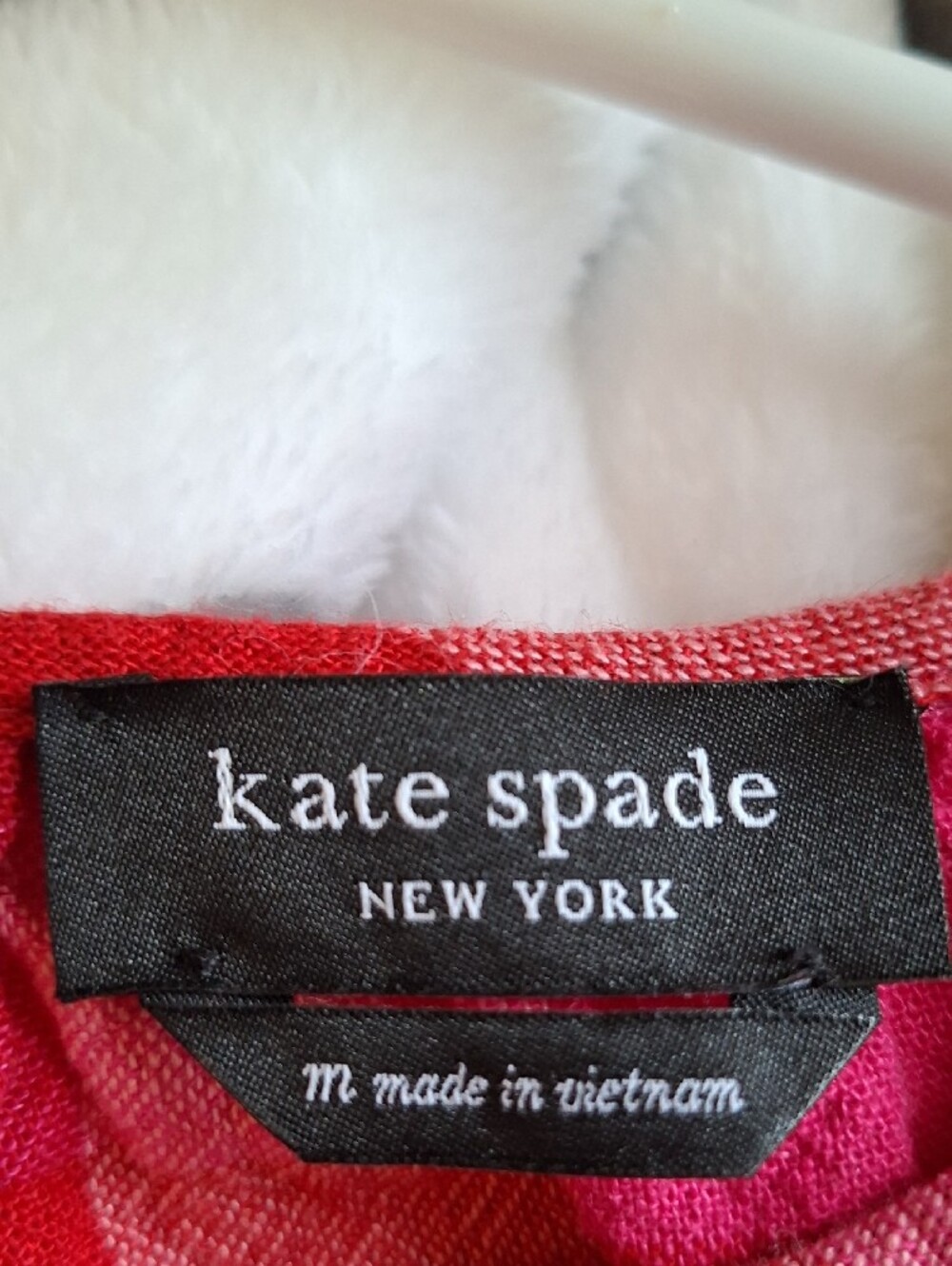 Kate Spade Pink & Red Gingham Ruffle Blouse Short Sleeve Top Linen Viscose - Picture 14 of 16